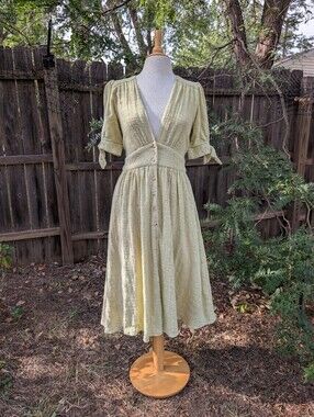 Free People Light Yellow/Green Midi Dress